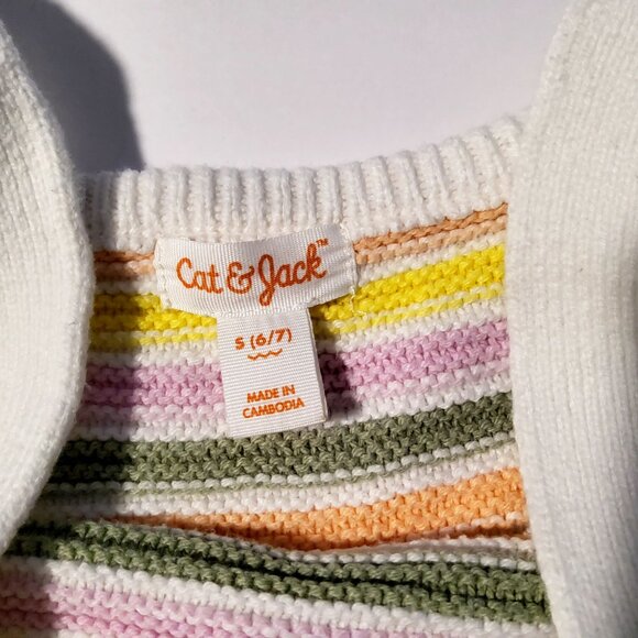 Striped Knit Tank Top By Cat & Jack Size S (6/7) Soft, breathable cotton blend - Picture 4 of 5